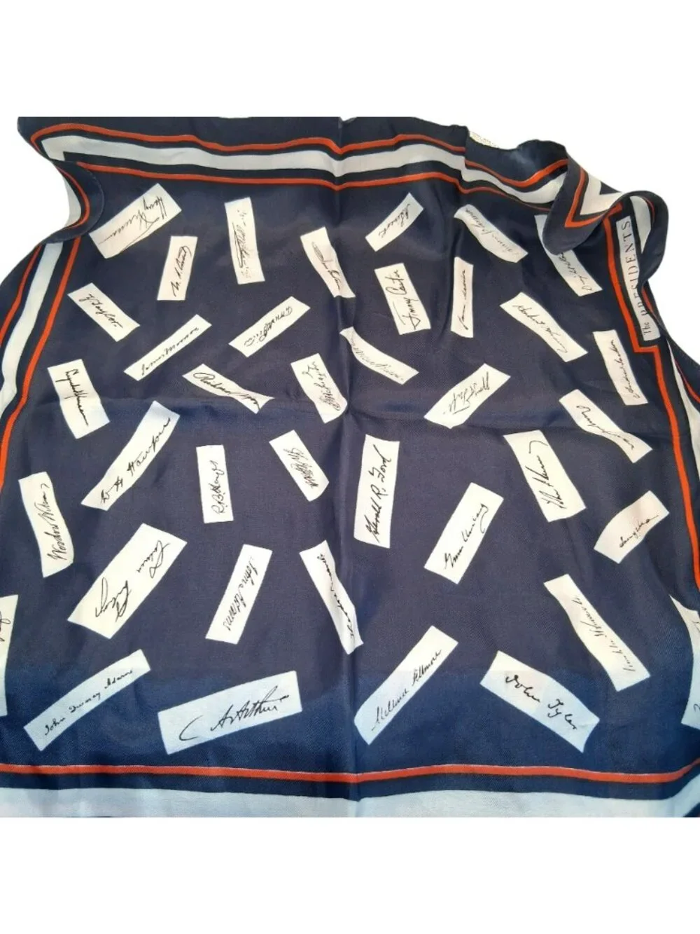PRESIDENT SIGNATURES Scarf 1970’s 1980’s Vintage Flag USA Collectible 20